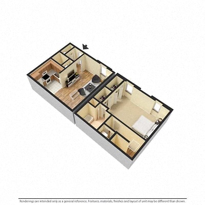 Floor plan for 2 beds, 1.5 baths, 900 sqft
